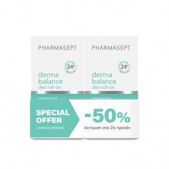 Pharmasept Derma Balance Mild Deo 24h Roll-On 2x50ml | Απαλό Αποσμητικό  για Ξηρές ,Ευαίσθητες Επιδερμίδες  (-50% στο 2ο Προϊόν) 