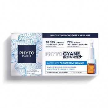 Phyto Phyto Phytocyane Intensive+ Progressive Hair Loss Μen 12 φιαλίδια x 5ml | Θεραπεία Κατά της Ανδρικής Προοδευτικής Τριχόπτωσης