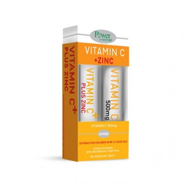 Power Health Vitamin C 1000mg plus Zinc Stevia Συμπλήρωμα Διατροφής με Ψευδάργυρο και Βιταμίνη C 20eff.tabs & Δώρο Vitamin C 500mg Πορτοκάλι 20eff.tabs