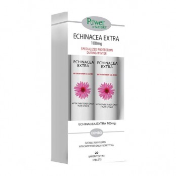 Power Health Echinacea Extra Stevia 2x20eff.tabs | Συμπλήρωμα Διατροφής με Εχινάτσεα, Βιταμίνη C και Ψευδάργυρο