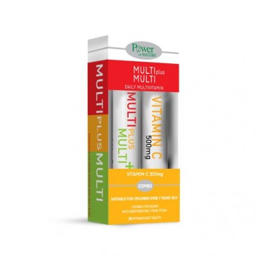 Power Health Multi plus Multi Daily Multivitamin Πολυβιταμίνη για Ενέργεια με Γεύση Ροδάκινο 20eff.tabs & Δώρο Power Health Vitamin C 500mg Πορτοκάλι 20eff tabs 