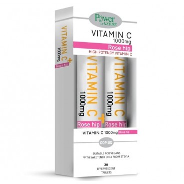 Power Health Vitamin C 1000mg Plus Rose Hip Συμπλήρωμα Διατροφής με Βιταμίνη C και Εκχύλισμα Αγριοτριανταφυλλιάς 20eff.tabs & Δώρο Vitamin C 1000mg Plus Rose Hip 20eff.tabs