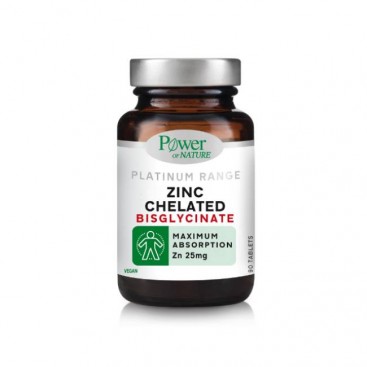 Power Health Platinum Range Zinc Chelated 25mg 90tabs | Συμπλήρωμα Διατροφής Χηλικής Μορφής Ψευδαργύρου για Υψηλή Απορρόφηση  