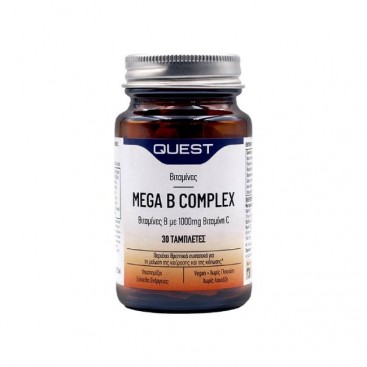 Quest Mega B Complex Plus with 1000mg Vitamin C 30tabs | Σύμπλεγμα Βιταμινών Β με Βιταμίνη C