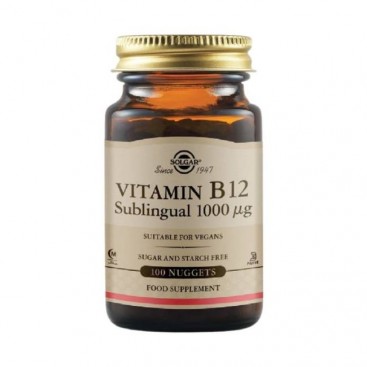 Solgar Vitamin B12 1000 μg, 100nuggets | Συμπλήρωμα Διατροφής με Βιταμίνη 12 100 Μασώμενα Δισκία
