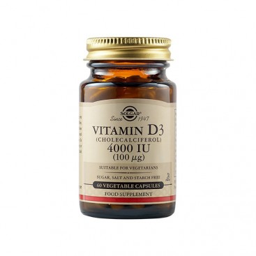 Solgar Vitamin D-3 4000IU / 100μg 60veg.caps| Συμπλήρωμα Διατροφής Βιταμίνη D3