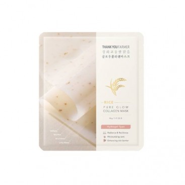 Thank you Farmer Rice Pure Glow Collagen Mask 40gx4pcs | Μάσκα Βαθιάς Ενυδάτωσης και Λάμψης 