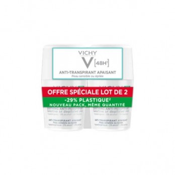 Vichy Deodorant Skin Sensitive Roll-On 2x50ml |Αποσμητικό για Ευαίσθητες  ή Αποτριχωμένες Επιδερμίδες- 48h Προστασία  (με-50% στο 2ο Προϊόν) 