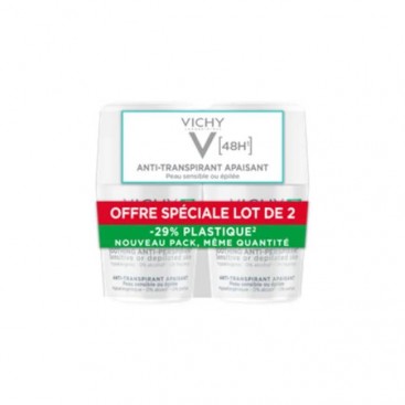 Vichy Deodorant Skin Sensitive Roll-On 2x50ml |Αποσμητικό για Ευαίσθητες  ή Αποτριχωμένες Επιδερμίδες- 48h Προστασία  (με-50% στο 2ο Προϊόν) 