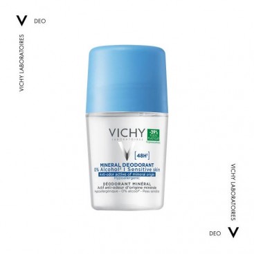 Vichy Deodorant Roll On Mineral  50ml | Αποσμητικό  χωρίς Άλατα Αλουμινίου  για 48h Προστασία.