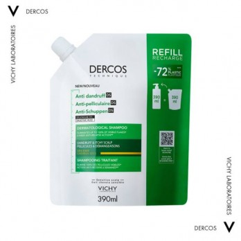 Vichy Dercos Anti-Dandruff DS Dry Hair Refill  390ml | Σαμπουάν κατά της Ξηροδερμίας, της Πιτυρίδας και του Κνησμού για Ξηρά Μαλλιά σε Οικολογική Συσκευασία
