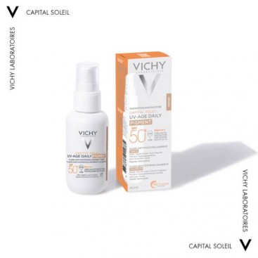 Vichy Capital Soleil UV-Age Daily SPF50+ Pigment Medium 40ml | Λεπτόρρευστο Αντηλιακό Προσώπου Κατά της Φωτογήρανσης με Χρώμα 