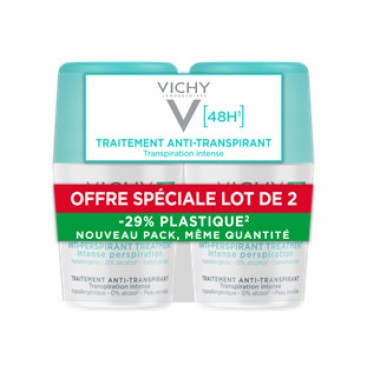 Vichy Deodorant Roll-On 48h Intensive 2x50 ml | Αποσμητικό κατά της Έντονης Εφίδρωσης για Άνδρες & Γυναίκες (με -50% στο 2ο προϊόν)
