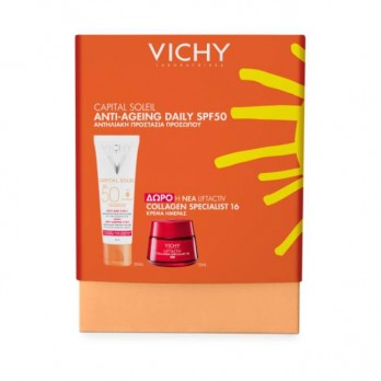 Vichy Capital Soleil Anti-Ageing 3 in 1 SPF50 Αντηλιακή Κρέμα Προσώπου με Αντιγηραντική Δράση 50ml & Δώρο Collagen Specialist 16 Κρέμα Ημέρας 15ml